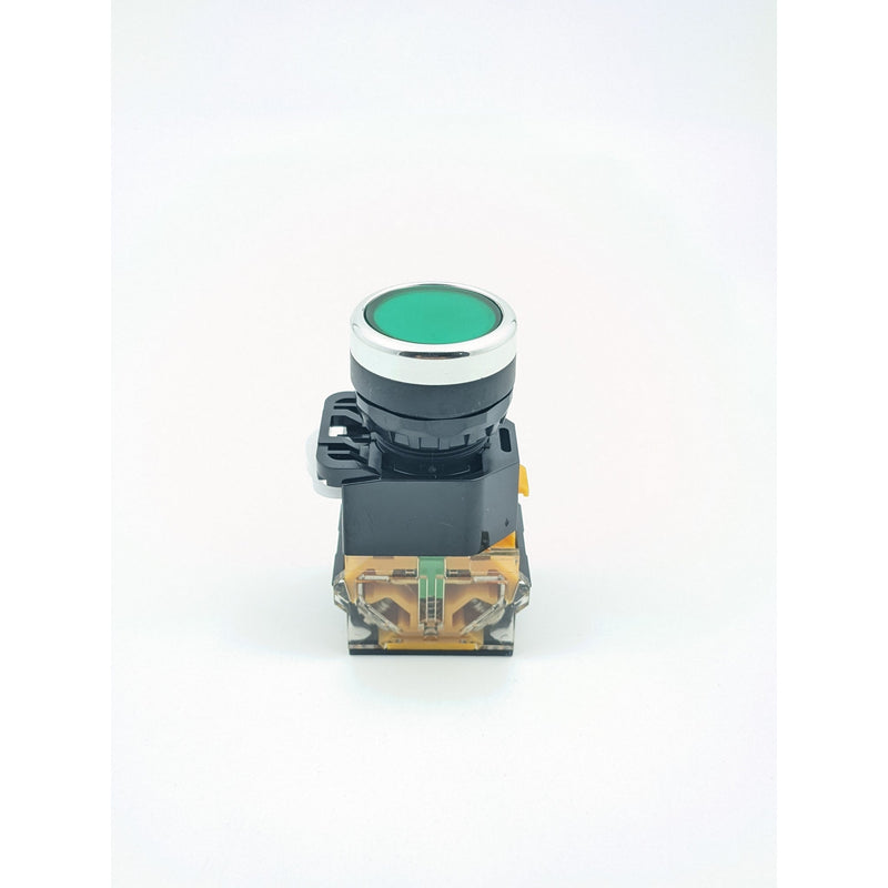 Push Button Green LA 38 | Self Locking | Dia 22 mm | 10 Amp | Imported