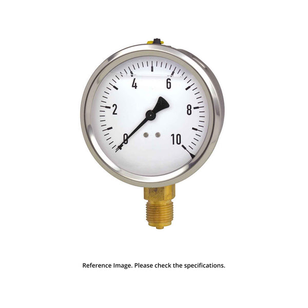 Glycerin Filled Pressure Gauge | Dia 63 mm | Pressure Range 0-10 Kg/cm2 | G Thread 1/4 inch | Back Connection | Akari